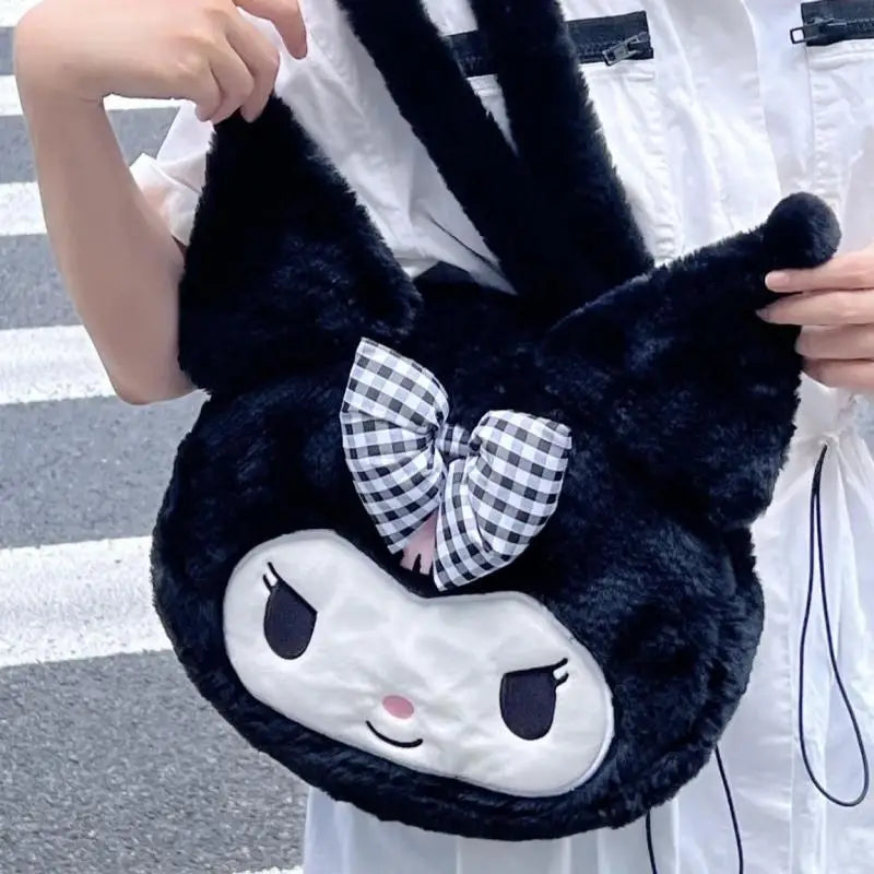 Wholesale Sanrio Plush Bag Kuromi Plush Handbag Kawaii Shoulder Bag My Melody Cinnamoroll Plushies Tote Bagpack High Capacity