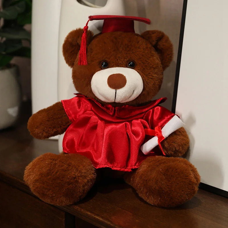 33cm High Quality Cute Graduate Dr. Bear Plush Toy Stuffed Teddy Bear Kawaii Toys for Kids Student Funny Graduation Gift