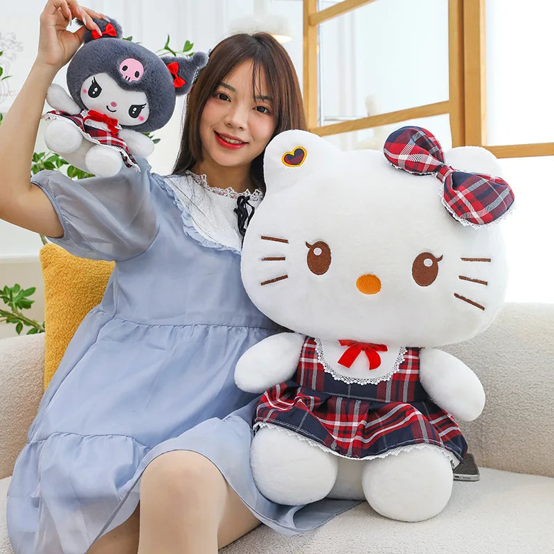 Sanrio Cute Kuromi Melody Doll Plush Stuffed Animal Toys Childrens and Girls Plushies Skirt Kuromi Cloth Doll Pillow Gifts