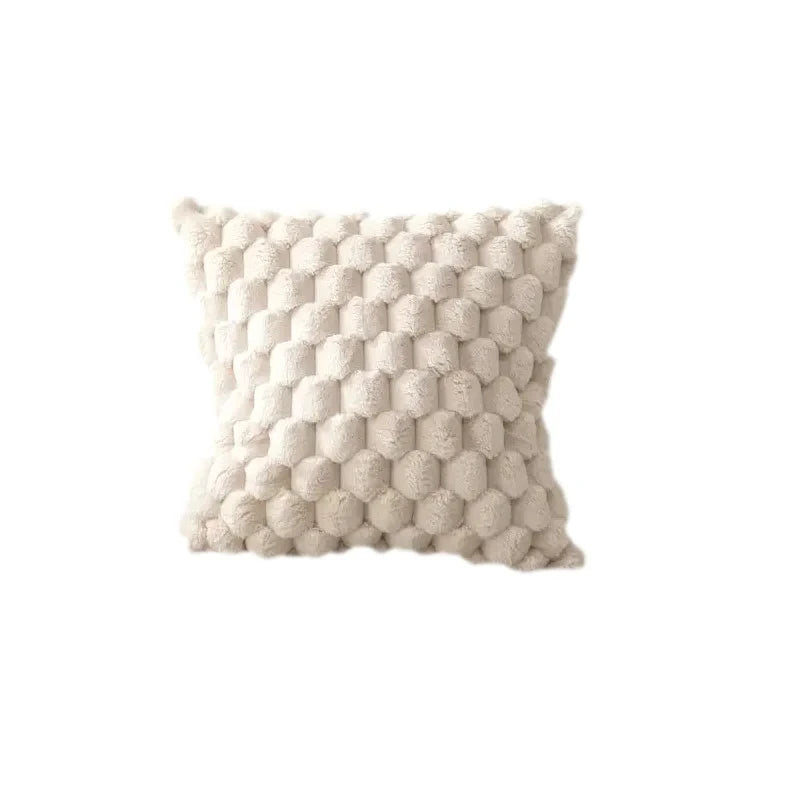 1pcs Pineapple Grid Turtle Pattern 3D Soft Plush Throw Pillowcase,Cream White For Living Room Sofa Bedroom Home Room Decor