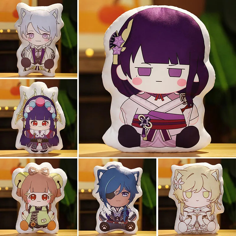 Genshin Impact Plush Toy Soft Cute Scaramouche Kazuha Lumine Yae Miko Throw Pillow Back Cushion Double-sided Printing Plushies