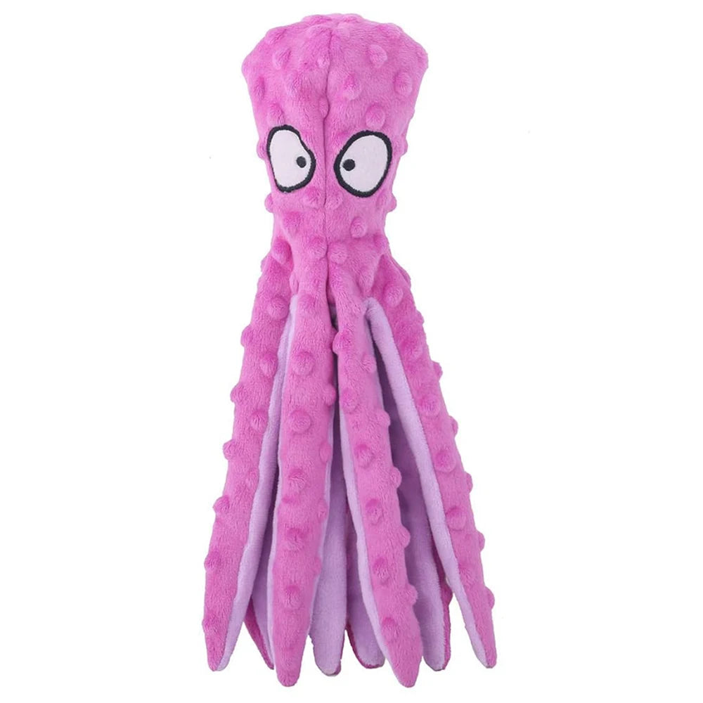 Dog Squeaky Toys Octopus - No Stuffing Crinkle Plush Dog Toys for Puppy Teething, Durable Interactive Dog Chew Toys for Small, M