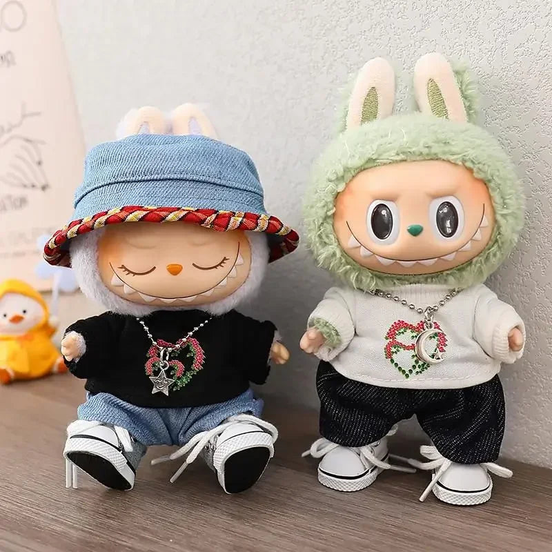 17cm Mini Plush Doll'S Clothes Outfit Accessories For Korea Kpop Exo Labubu Idol V1 V2 casual suit hat shoes Clothing Gift