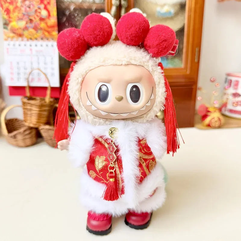 Mini Doll'S Clothes Outfit Accessories For 15-17cm Labubu Idol pendant New Year's Eve Lion and New Year's baby Clothing Gift