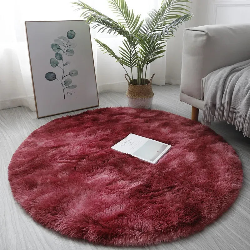 VIKAMA Cute Round Soft Shaggy Dirty Resistant Rug Modern Kids Bedroom Round Rug Plush Baby Room Shaggy Round Carpet