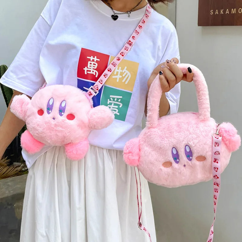 Cartoon Kirby Star Game Peripheral Series Kirby Plush Toy Girl hand crossbody Women's Mobile Phone Bag Coin Purse Kids Xmas Gift