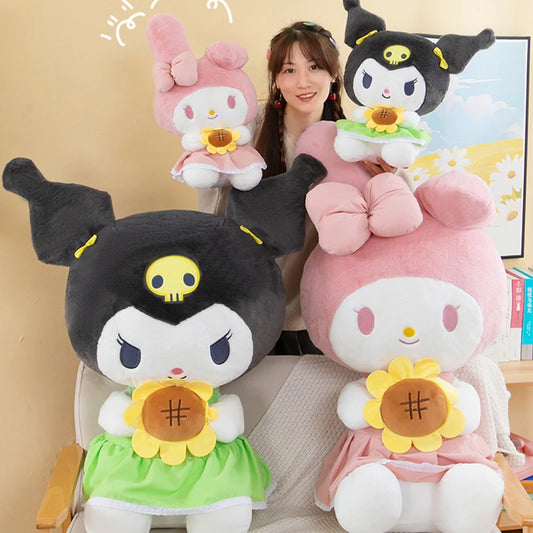 30/45cm Sanrio Kuromi Melody Cinnamoroll sunflower Cartoon Cute Plush Stuffed Toys Plushie Soft Dolls Pillow Birthday Gifts kids