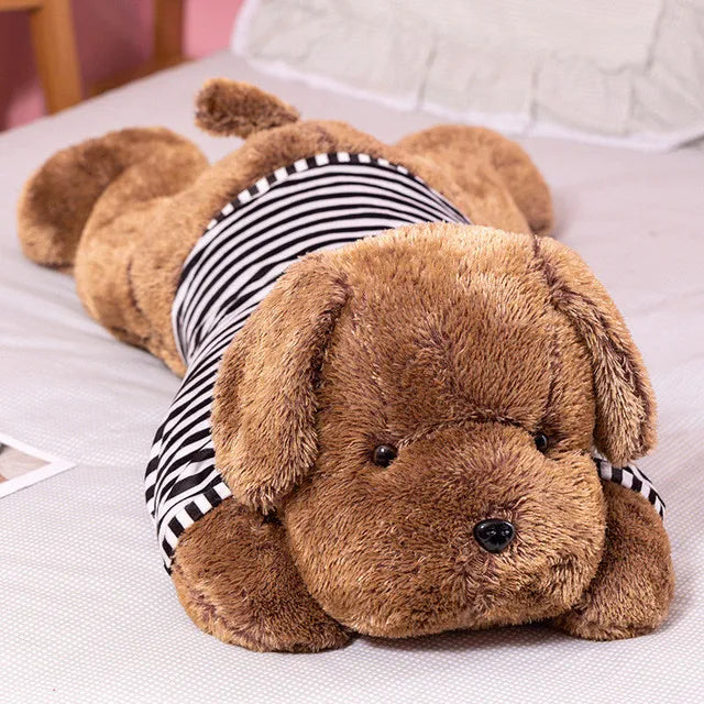 Giant 120CM Plush Toy Big Sleeping Dog Stuffed Striped T-shirt Puppy Dog Soft Animal Toy Soft Pillow Baby Girls Birthday Gift