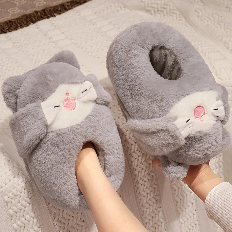 Kawaii Plush Cattle&Dog&Pig&Cat Slippers Cartoon Cute Soft Stuffed Animals Plushy Shoes Winter Indoor Warm Slipper Elegant Gift