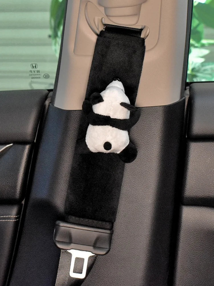 Automobile Safety Belt Decoration Cartoon Panda Safety Belt Shoulder Pad Plush Automobile Accessories Car Decorations