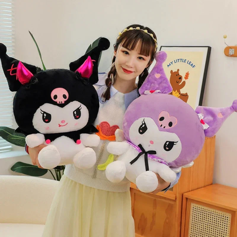 80cm Big Size New Sanrio Demon Kuromi Plush Toy Angel Purple Doll Cartoon Cushion Kawaii Pillow Children's Christmas Gift