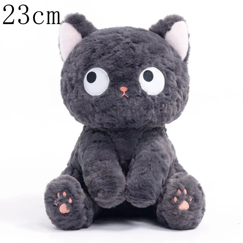 Funny Three Poses Fat Black Cat Plush Stuffed Animals Toy Lifelike Cat Doll for Boys and Girls Children Xmas Birthday Gift