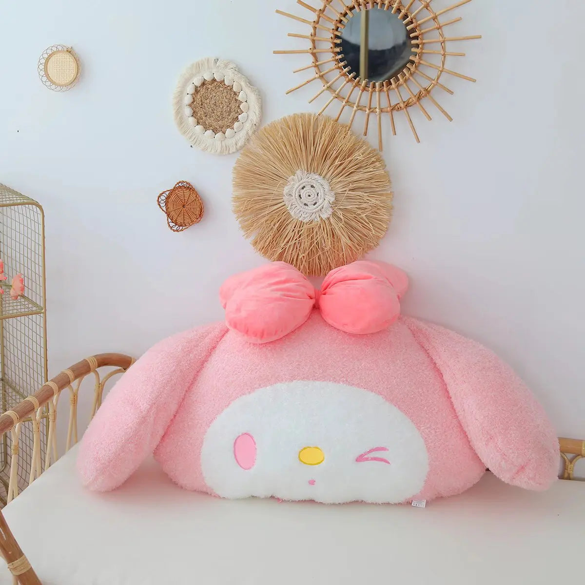 Cute Comfortable My Melody Back Cushion Hug Pillow Lovely Furry Plush Toy Sofa Decorative Pillow Xmas Gifts For Girl