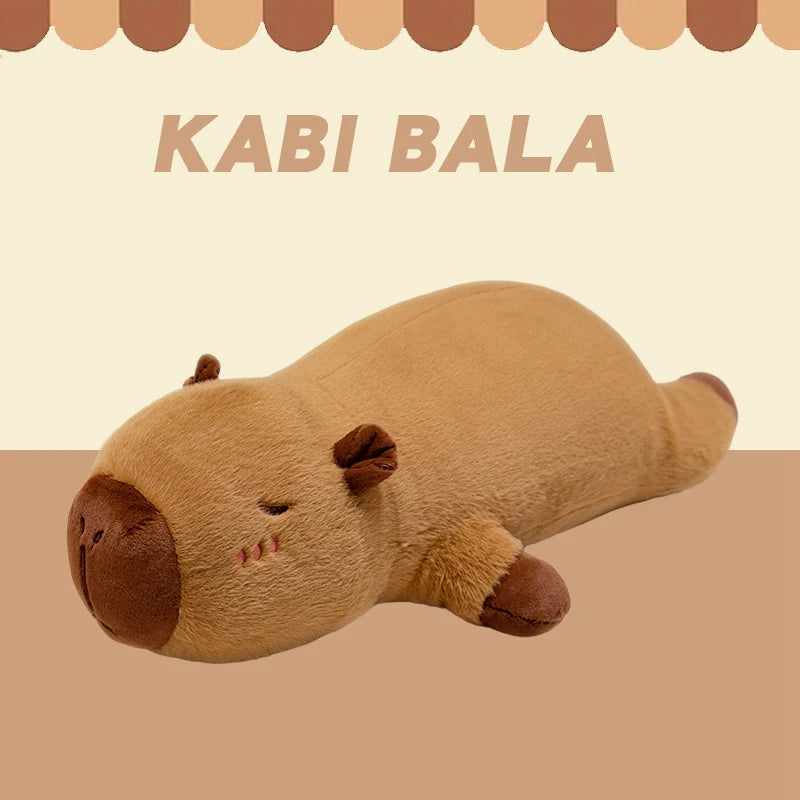 60cm-100cm Kawaii Cartoon Giant Strip Capybara Plush Doll Pillow Lying Brown Orange Wings Creative Capybara Plush Toy Home Decor