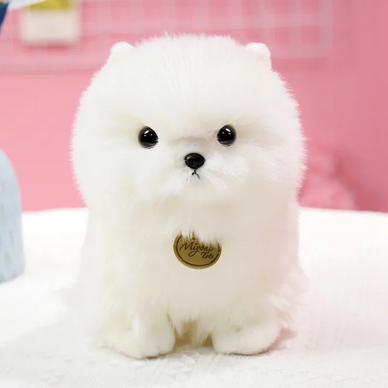 1pc 23cm Lifelike Dog Plush Toy Simulation Stuffed Animal Fluffy Pompom Dog Soft Doll Kids Toys Birthday Christmas Gift