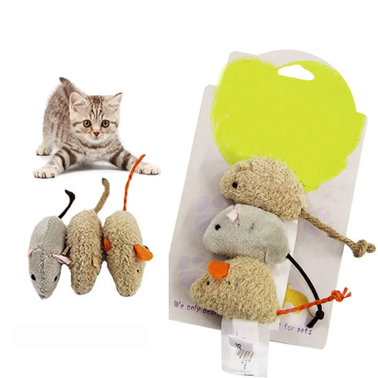 3pcs/set Funny Cat Toy Plush Simulation Mouse Toy Interactive Bite Resistance Plush Mouse Cat Scratch Mouse Toy For Kitten