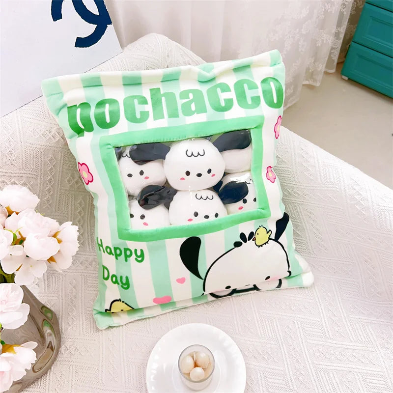 Capybara Plush Saniro Hello Kitty Back Cushion A Bag of Kuromi My Melody Cinnamoroll Throw Pillow Cuddly Plushies Home Decor