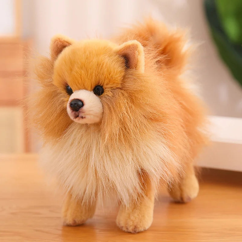 1pc 23CM Cute Plush Pomeranian Dog Real Life Peluche Toy Stuffed Animals Soft Puppy Pet Doll