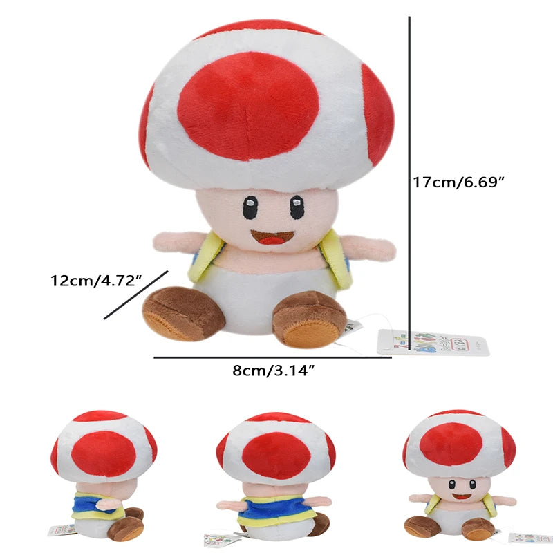 Yellow Blue Red Green Toad Toadette Mushroom Mario Bros Plush Toys  Stuffed Doll Soft Toys Birthday Gift For Kids