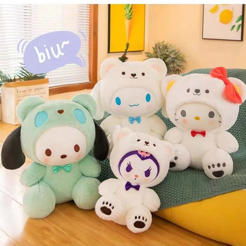 kawaii Sanrio Plushies Toy Hello Kitty Cinnamonroll Pochacco Kuromi Plush Doll Cos Bear Cute Toys Children Birthday Gifts