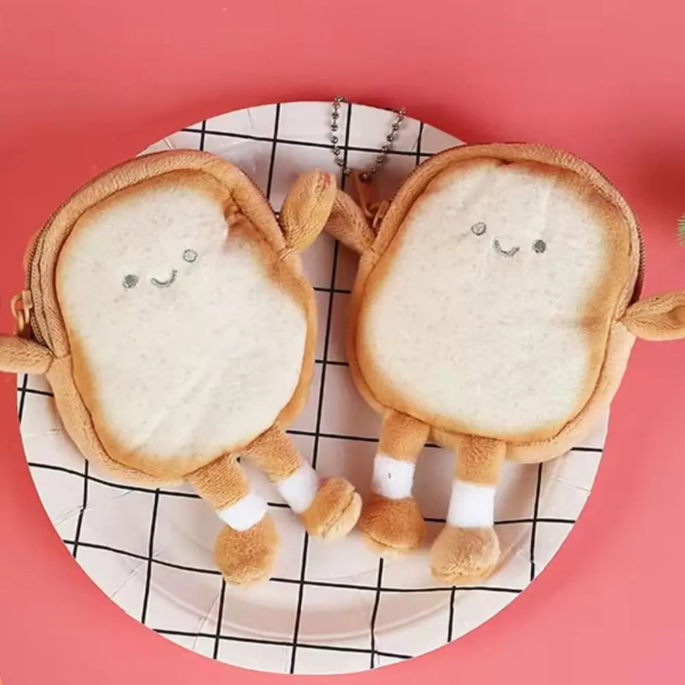 Cartoon Toast Bread Plush Toys Children Coin Purse Earphone Bag Coin Key Bag Doll Bag Pendant Birthday