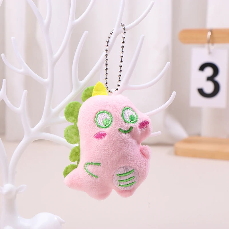 Kawaii Plush Dinosaur Keychain Stuffed Animal Keyring Cute Cartoon Key Holder School Bag Pendant For Girls Gift