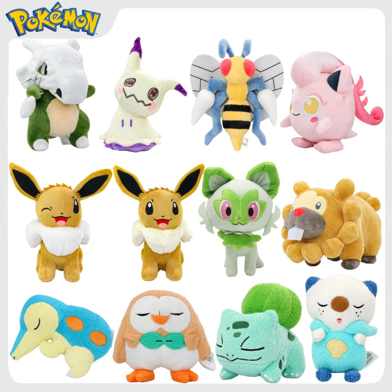 Pokemon Beedrill Shiny Cubone Mimikyu Scream Tail Plush Toys Anime Sleeping Oshawott Bulbasaur Cyndaquil Bidoof Peluche Dolls