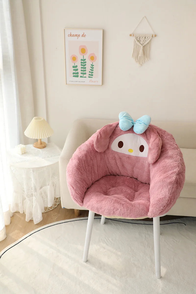 Cute Anime Sanrio My Melody Seat Cushion For Chair Pom Pom Purin Kuromi Back Cushion Comfortable Warm Butt Girly Sitting Cushion