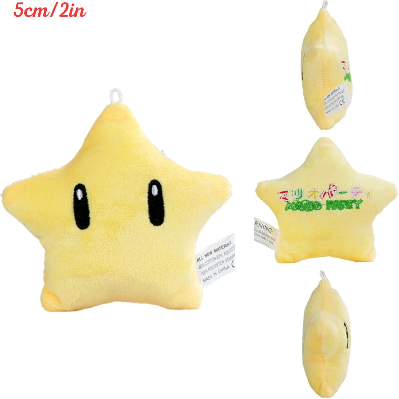 Kawaii Mario Bros Super Star Green Yoshi Mushroom Plush Keychain Cute Anime Triple Bananas Mario Luigi Hat Peluche Dolls Pendant