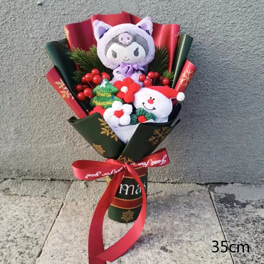 Anime Christmas Kuromi My Melody Cinnamoroll Hello Kitty Plush Doll Toy Cartoon  Bouquet Woman Valentine's Day Girls Gifts