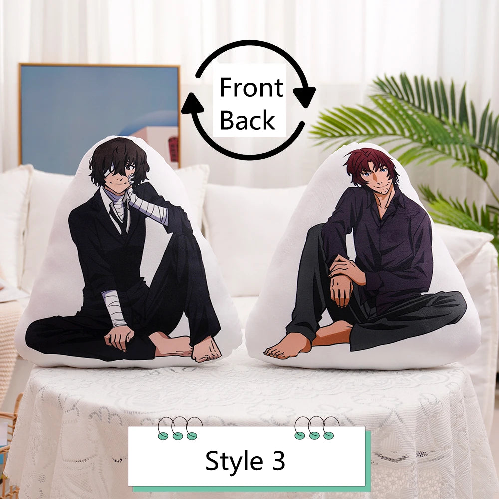 45cm Cute Bungo Stray Dogs Plush Toy Cute Anime Back Cushion Akutagawa Dazai Chuuya Bare Feet Plushies Hug Pillow Birthday Gift