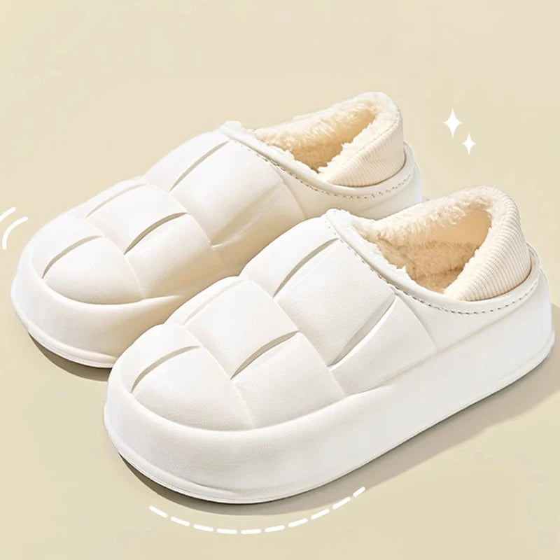 slippers women's Autumn and winter waterproof cottonbags and home slippers plush couple shoes indoor confinement shoes