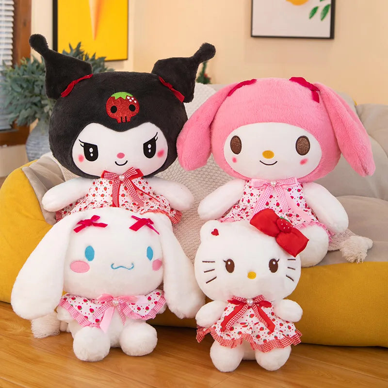 23cm Sanrio Hello Kitty Plush Kuromi KT Cat Toys Cartoon Dress Cinnamoroll My Melody Plush Doll Cushion Xmas Gift For Girls