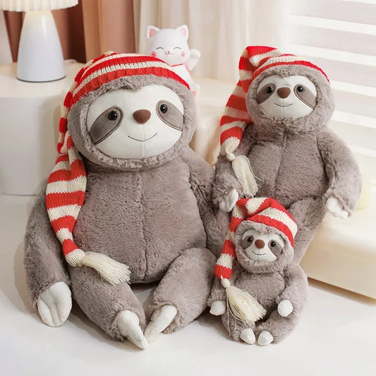 Creative Christmas Hat Sloth  Plush Toys Baby Animal Doll Pillows Soft Filling Cute Playful Shapes Good Quality Present Gifts