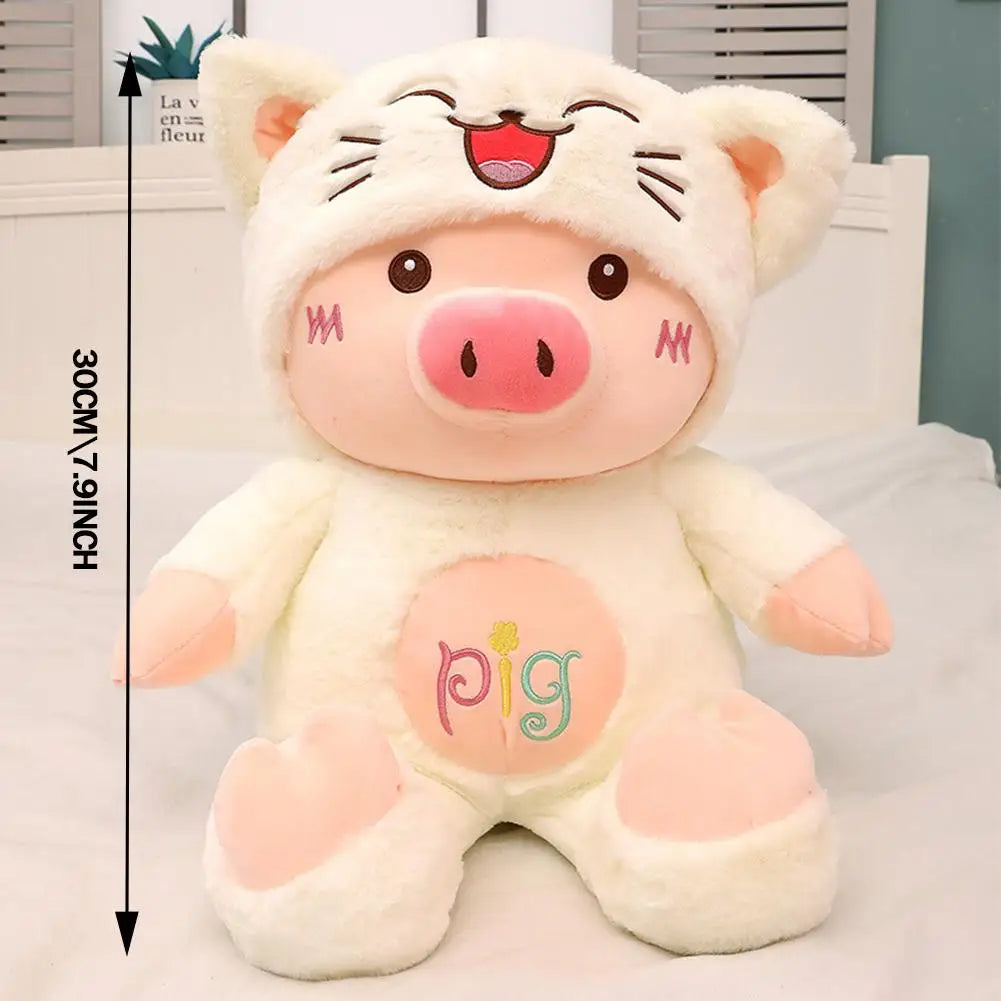 1pc Cute Piggy Plush Toy Kawaii Soft Stuffed Animal Doll Throw Pillow Christmas Halloween Birthday Gifts For Girl