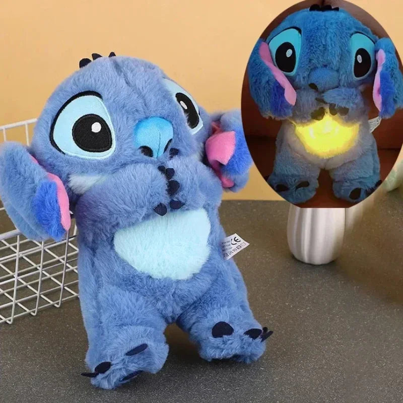 Disney Stitch Plush Doll Breath Girls Peluche Lilo&Stitch Kawaii Soothes Toy Anime Baby Music Light Sleep Toys Model Xmas Gifts