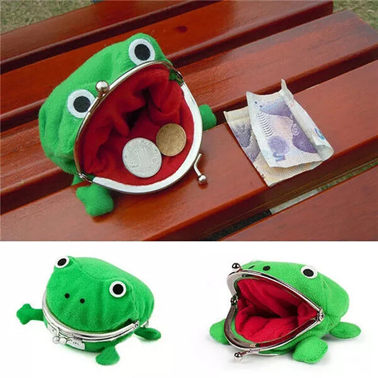 Novelty Adorable Anime Frog Wallet Coin Purse Key Chain Cute Plush Frog Cartoon Cosplay Purse for Women Bag Accessories