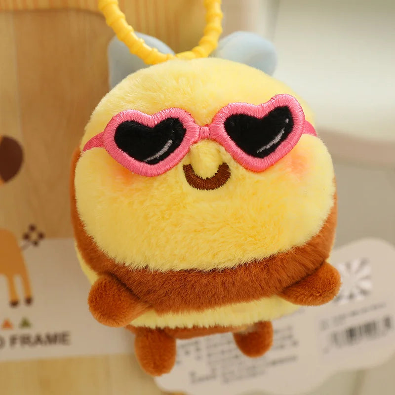 9CM Cute Bee Doll Pendant Stuffed Plush Animal Kids Toys Cartoon Bag Decoration Creative Lovely Girls Birthday Gifts Home Decor