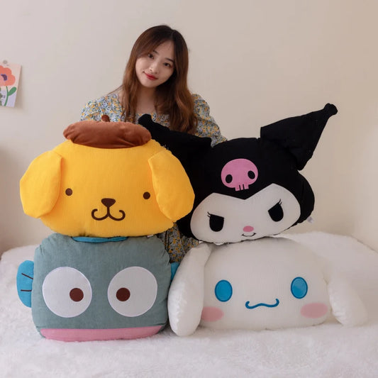 Sanrio Pom Pom Purin  Hangyodon Cinnamoroll Kuromi Tuxedo Sam Hello Kitty Plush Cushion Sofa Bedroom Home Decor Sleeping Pillow