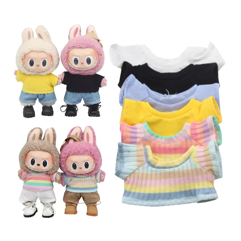 Plush Doll'S Clothes Outfit Accessories For Korea Kpop Exo Labubu Idol Dolls T-shirt denim shorts set Clothing