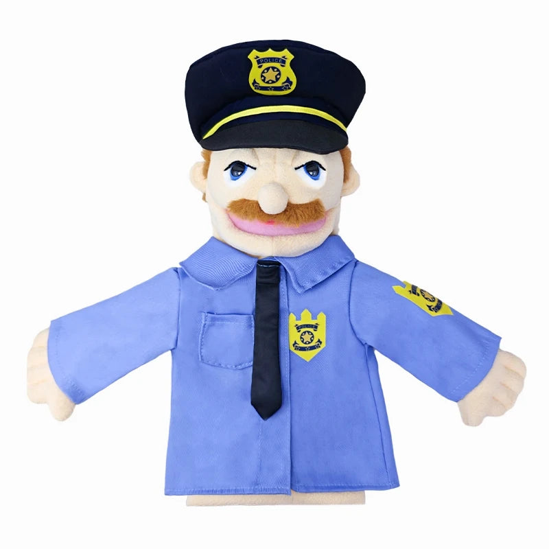 Simulation Cartoon Profession Series Big Hand Puppet Plush Doctor Police Officer Nurse Teacher Job Puppet Ventriloquism Doll