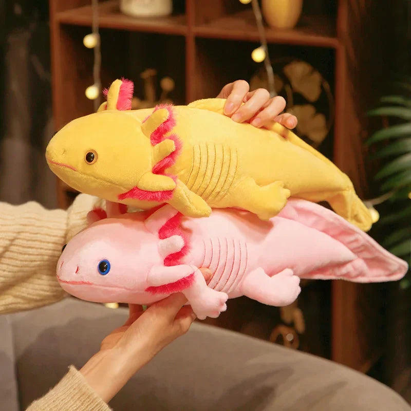 45CM Cute Axolotl Stuffed Plush Toy Real Life Simulation Ambystoma Mexicanum Dinosaur Animal Model Plush Doll For Kids Gifts