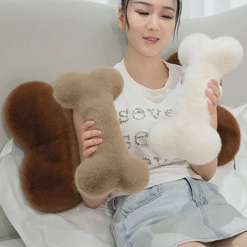 Kawaii Bone Shape Plush Pillow Stuffed Doll Pendant Soft Long Bone Nap Head Support Sleeping Cushion Home Decor Pets Dog Gift