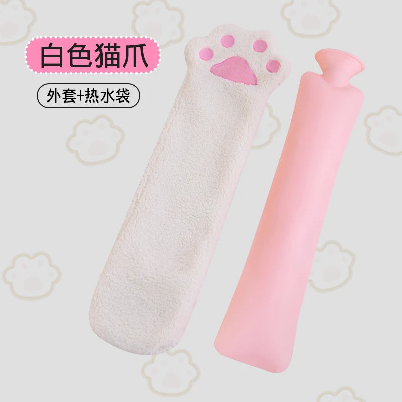 Comfortable Long Cat Paw Hot Water Bag Plush Grey Pink White Paw Warm Winter Sleeping Cuddly Hot Water Bottle Pillow Gifts Girl