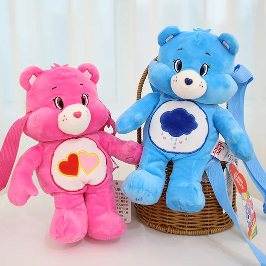 MINISO Carebears Plush Backpack Kawaii Fashion Plushie Doll Fur Bag Girl's Bag Children's Bag Shoulder Knapsack Bags Xmas Gifts