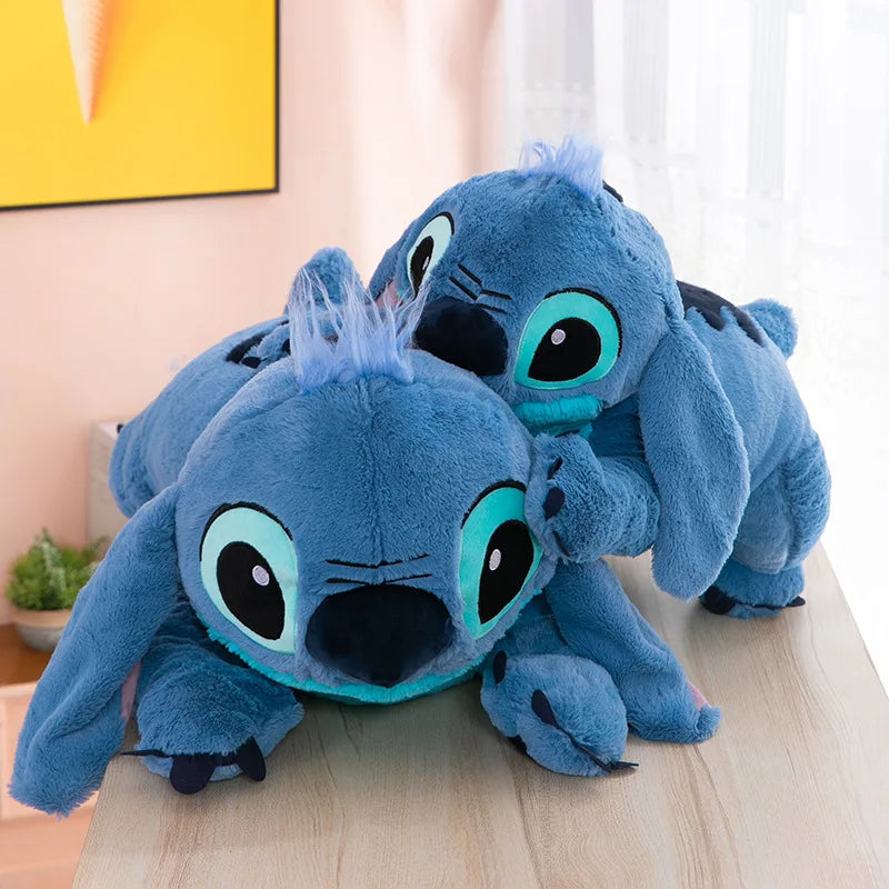 MINISO Puppy Stitch Doll Blue Stitch Plush Long Pillow Toys Girl Sleeping Leg Clamping Plushies Doll Children's Birthday Gift