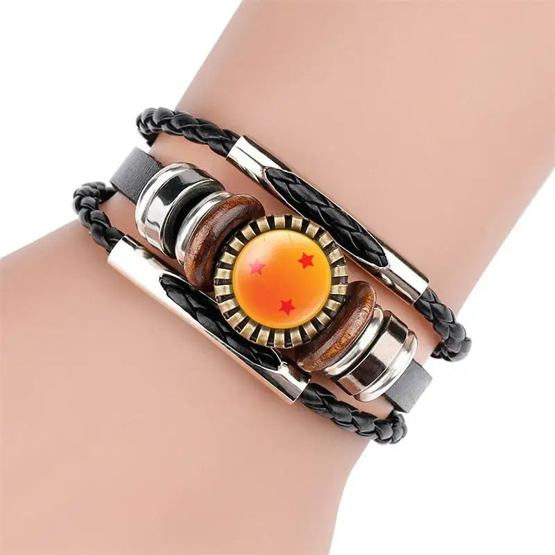 2024 New Anime Dragon Ball Z Bracelet Classic Leather Metal Charm Bracelet Buckle Stainless Steel Men Women Unisex Jewelry Gifts