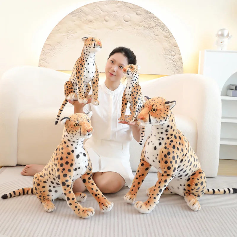 34-66CM Simulation Sitting Cheetah Plush Toy Skin Friendly Plush Stuffed Wild Animal Doll Photography Props Home Decoration