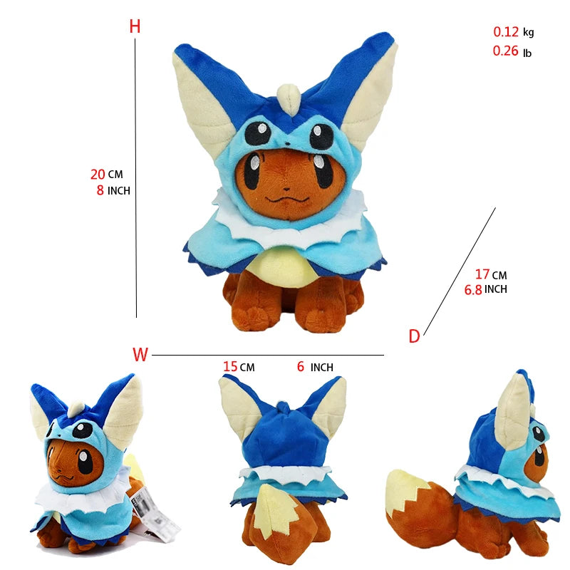 8 Styles Eevee Cosplay Pokemon Plush Toys Eevee Cos Sylveon Espeon Flareon Cute Cartoon Jolteon Peluche Stuffed Dolls Gifts