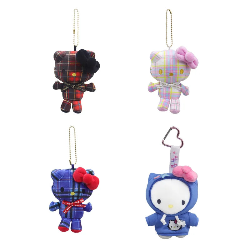 Sanrio Plush Doll 2D Car Keychain Hello Kitty Children's Student School Bag Pendant Couple Birthday Gift Anime Peripheral